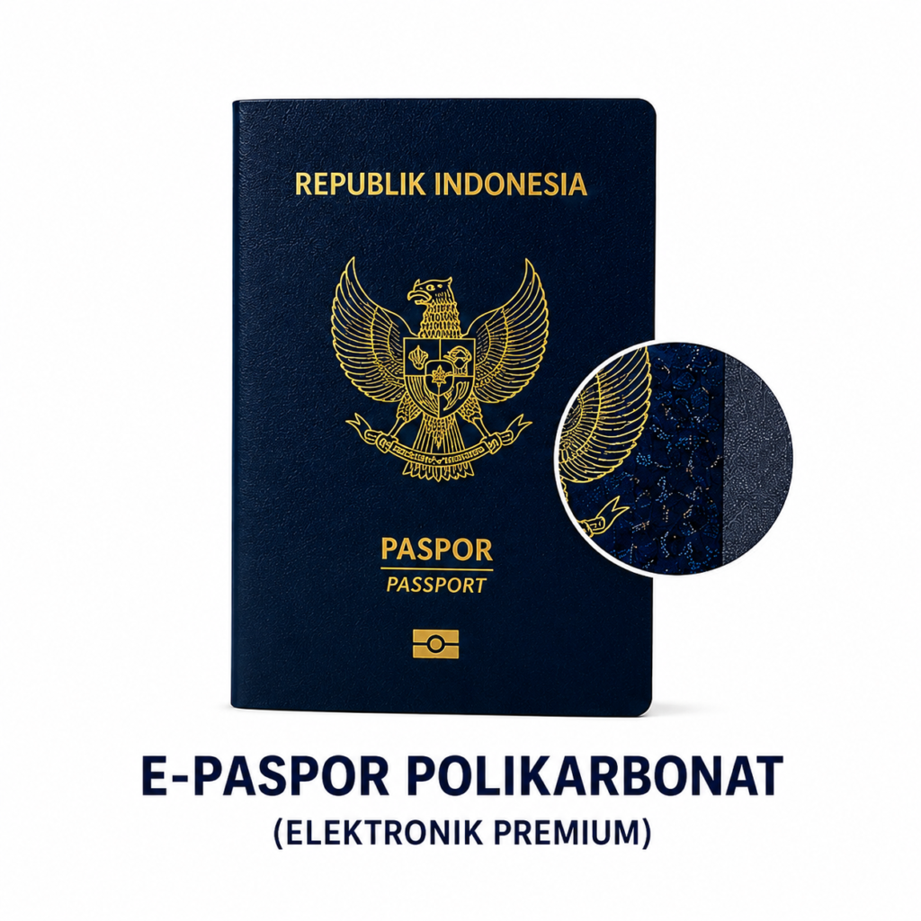e-Paspor polikarbonat Indonesia premium dengan keamanan tinggi dan chip biometrik modern